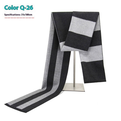 New Men's Winter Warm Cashmere-like Striped Business Scarf For Men