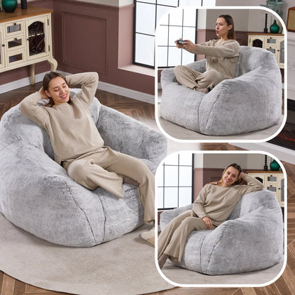 Plush Giant Bean Bag Sofa Chair with Armrests