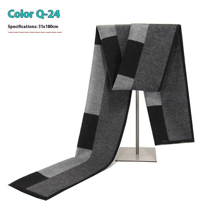 New Men's Winter Warm Cashmere-like Striped Business Scarf For Men