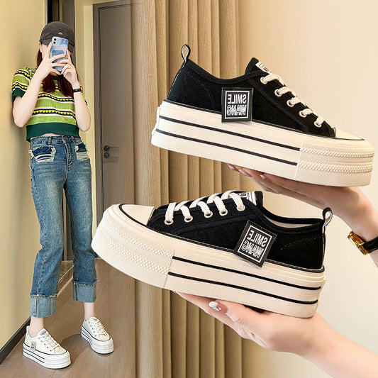 Sponge cake versatile breathable sports casual white shoes retro board shoes