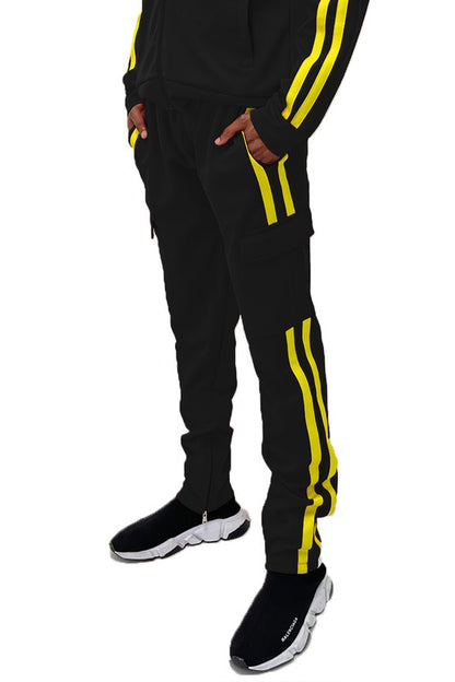 Men's Two Stripe Cargo Pouch Track Pants