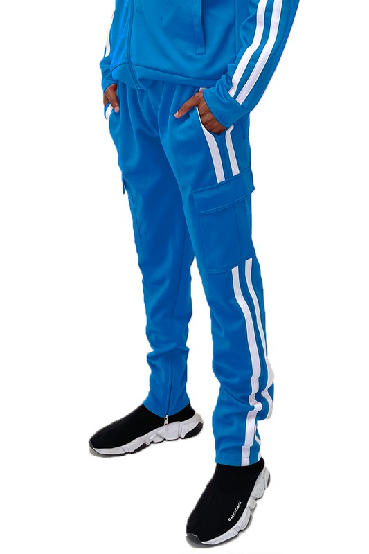 Men's Two Stripe Cargo Pouch Track Pants