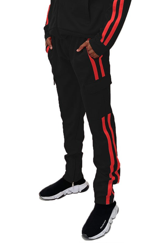 Men's Two Stripe Cargo Pouch Track Pants