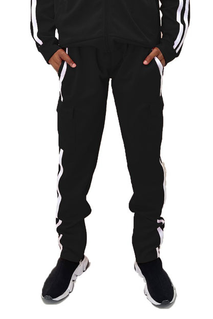 Men's Two Stripe Cargo Pouch Track Pants