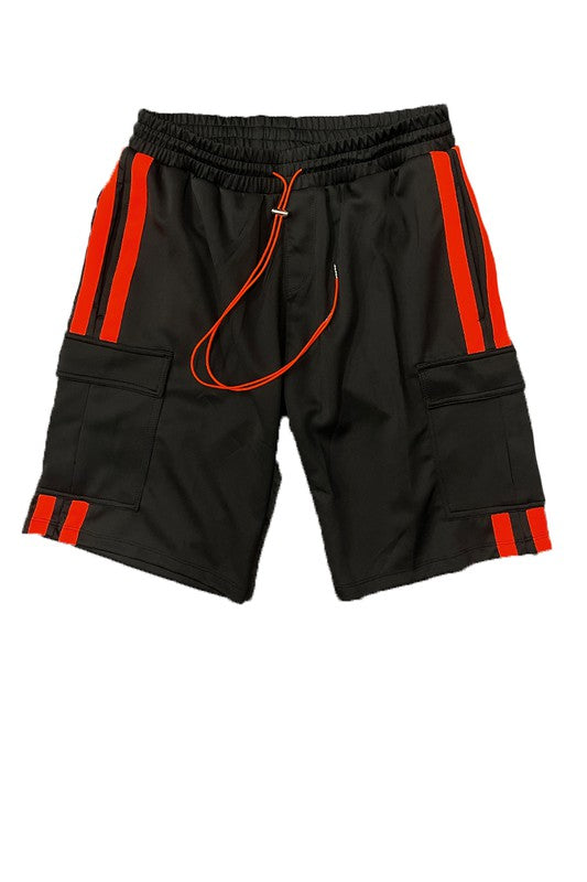 Men's Two Stripe Cargo Pocket Track Jacket Short Suit