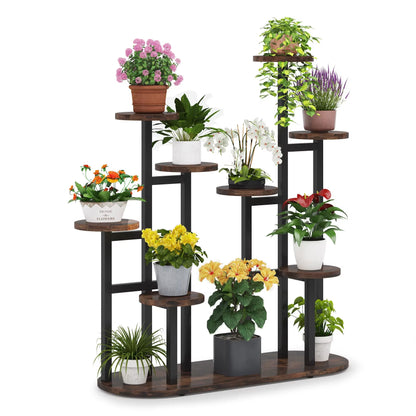 Plant Stand Multi-Tiered 11 Potted Flower Shelf for Window Garden Balcony Corner Living Room