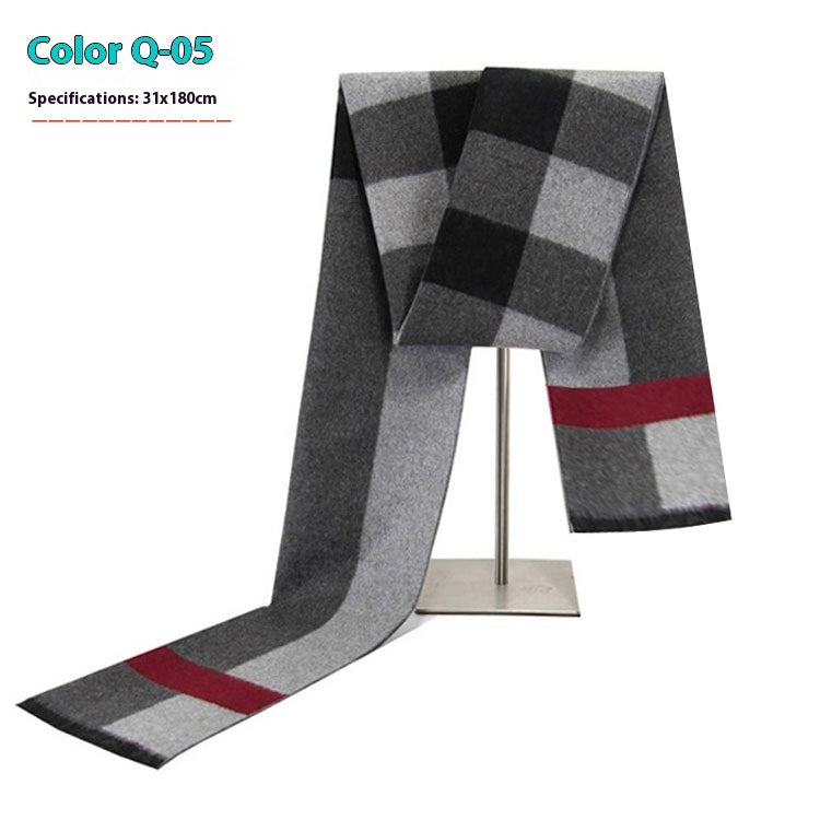 New Men's Winter Warm Cashmere-like Striped Business Scarf For Men