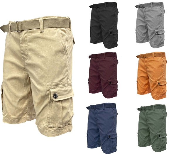 Men's Belted Cargo Shorts with Belt