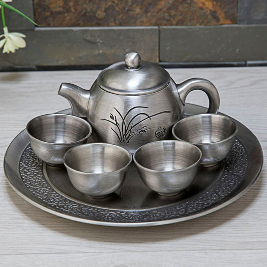 Metal Craft Orchid Creative Tea Set Gift Set Tea Cups