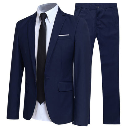 Men's Suit Business professional formal attire groom groomsman solid color two-piece set for men