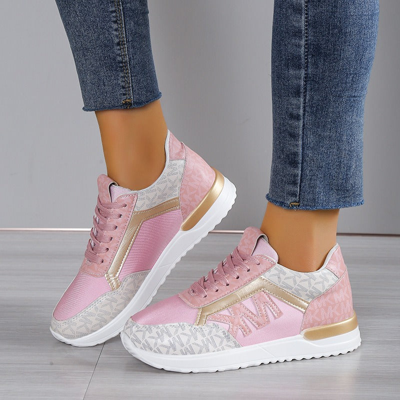 New oversized women's thick sole sports front tie up round toe breathable sports shoes in Roman style