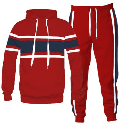 MEN'S SOLID WITH THREE STRIPE PULLOVER HOODIE