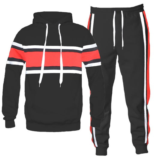 MEN'S SOLID WITH THREE STRIPE PULLOVER HOODIE