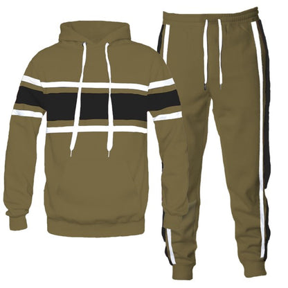 MEN'S SOLID WITH THREE STRIPE PULLOVER HOODIE