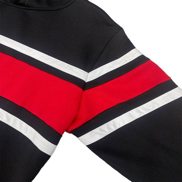 MEN'S SOLID WITH THREE STRIPE PULLOVER HOODIE