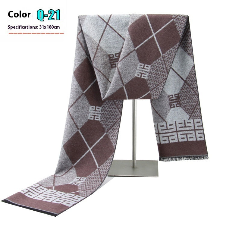 New Men's Winter Warm Cashmere-like Striped Business Scarf For Men