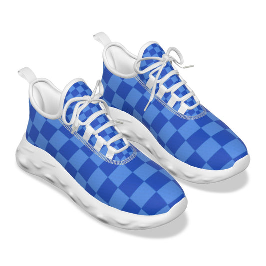 Men's Blue Checker Design Light Sports Shoes