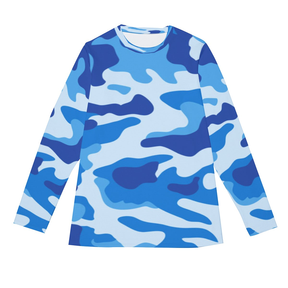 Men's Blue Camo Long Sleeve T-Shirt | Cotton