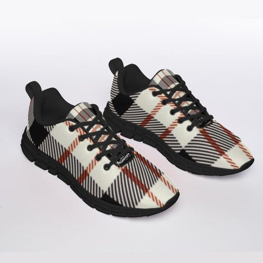 Men's Plaid Stripe Sports Shoes With Black Sole