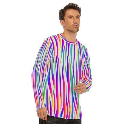 Men's Multi Color Tiger Stripe Long Sleeve T-Shirt | Cotton