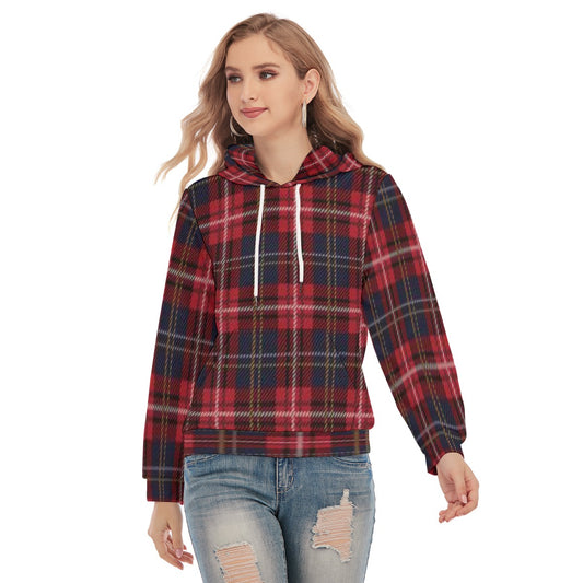 Women's Red Plaid Slim Pullover Hoodie