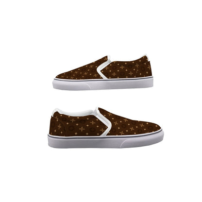 Men's Brown Temple Design Slip On Sneakers