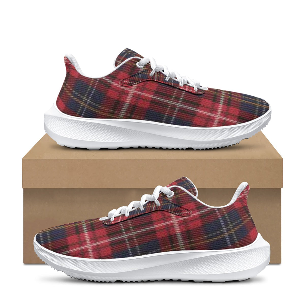 Basic Red Plaid Design -Women's Road Running Shoes -Athletic Casual Shoes