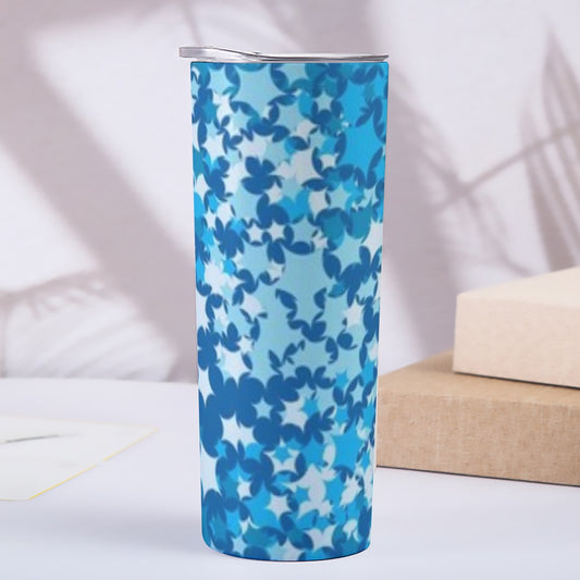 Skinny Blue Stars Design Tumbler Stainless Steel with Lids 20OZ