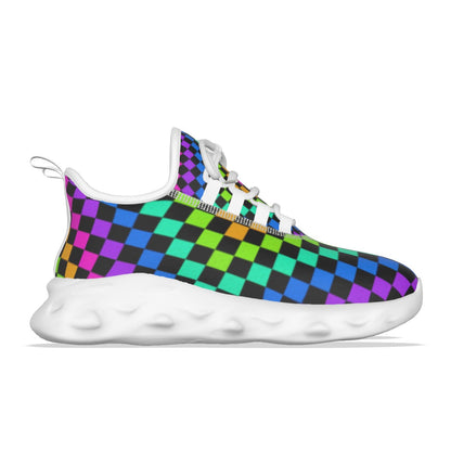 Men's Multi Color Checker Light Sports Shoes