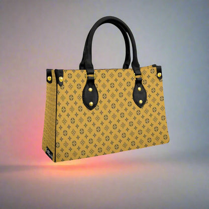 Women's Yellow Temple Designer Tote Bag With Black Handle--Exclusive Limited Edition/Design -Limited Stock Sold