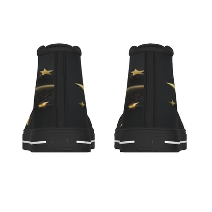 K&S Concepts Gold Star Men's Black Sole Canvas Shoes Custom Design Limited Stars Edition - K & S Concepts Inc