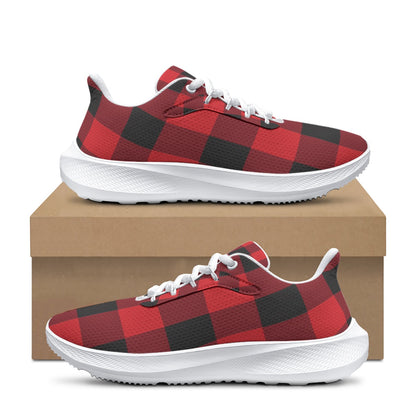 Red LumberJill Plaid Design -Women's Road Running Shoes