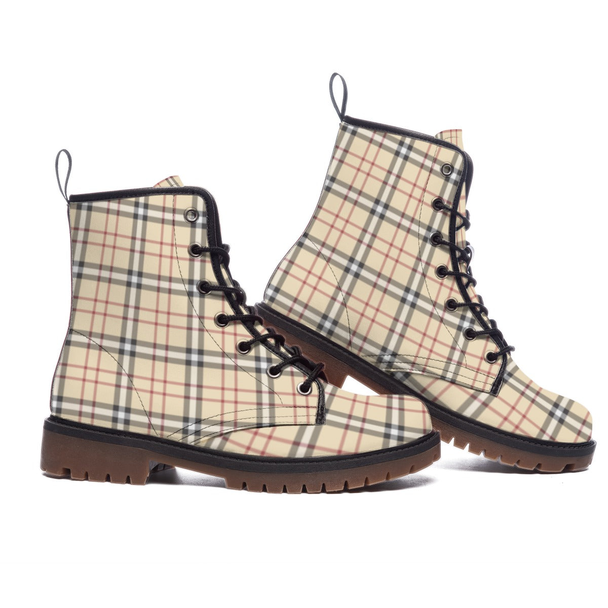 Men's Beige Plaid Lumber Jack Short Boots