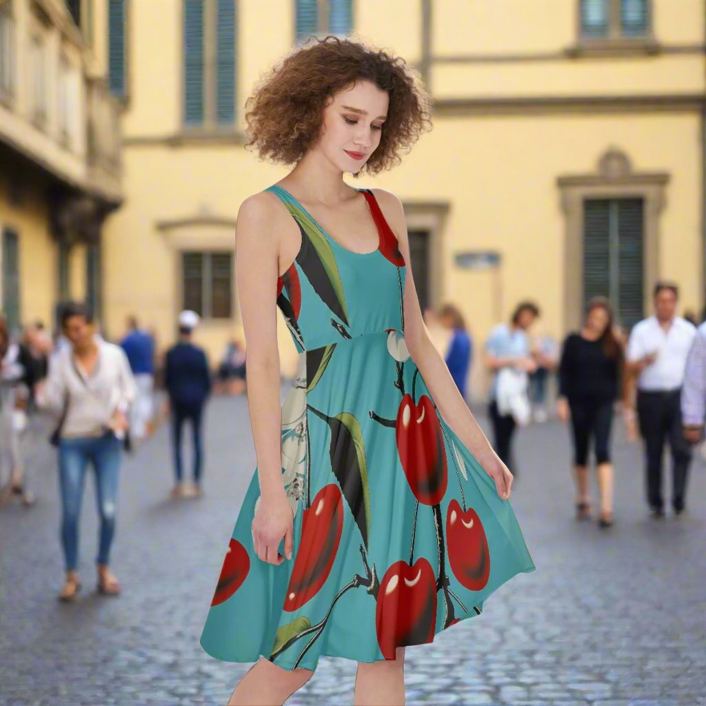 Women's Cherry Design Sleeveless Dress