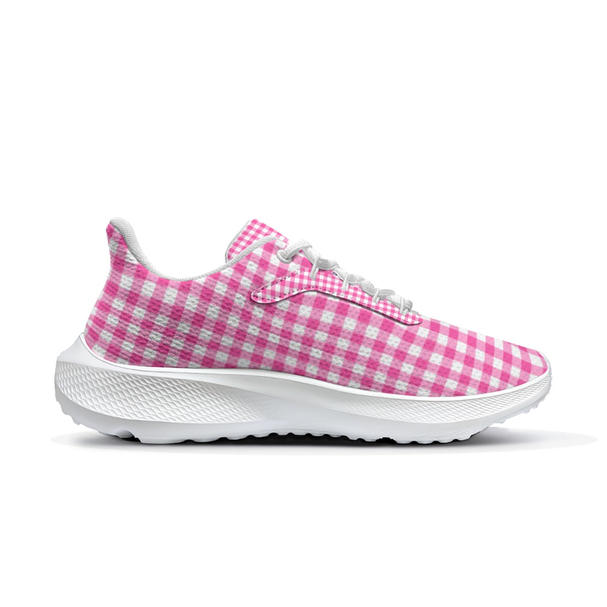 Women's Pink Checkered Design Road Running Shoes