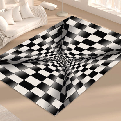 K& S Concepts Black & White 3D Drop Design Foldable Rectangular Floor Mat