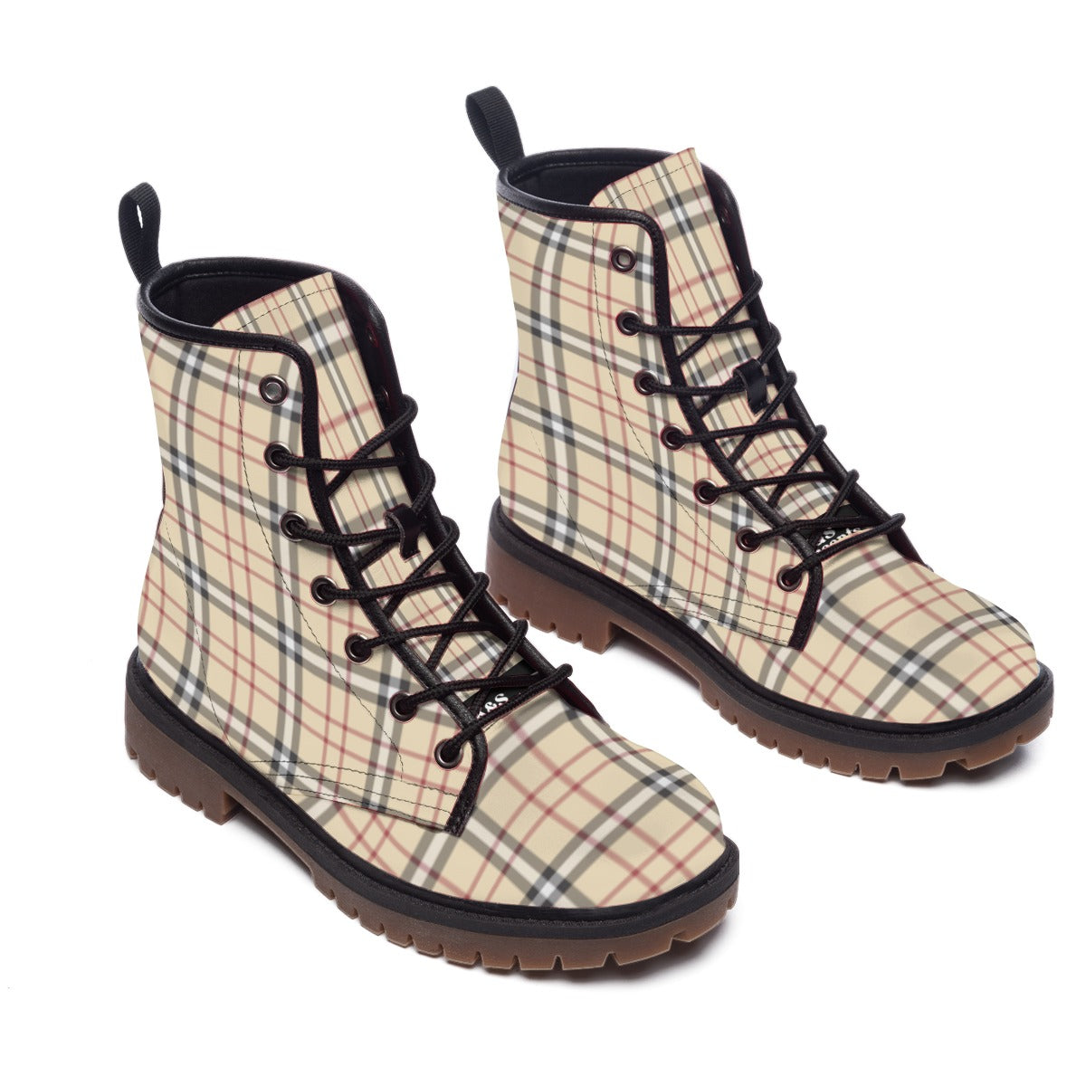 Men's Beige Plaid Lumber Jack Short Boots