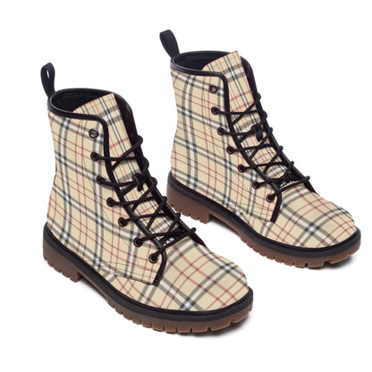 Men's Beige Plaid Lumber Jack Short Boots