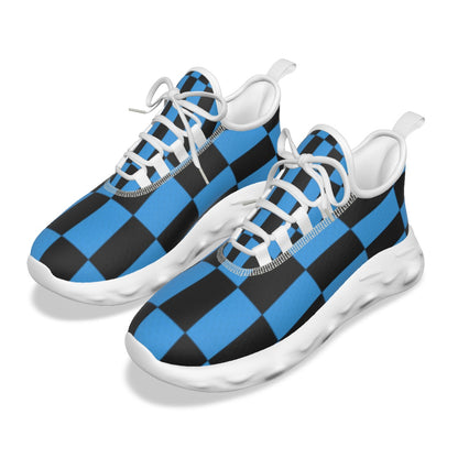 Men's Black & Blue Checker Design Light Sports Shoes