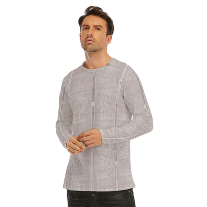 Men's Grey Lines Long Sleeve T-Shirt | Cotton