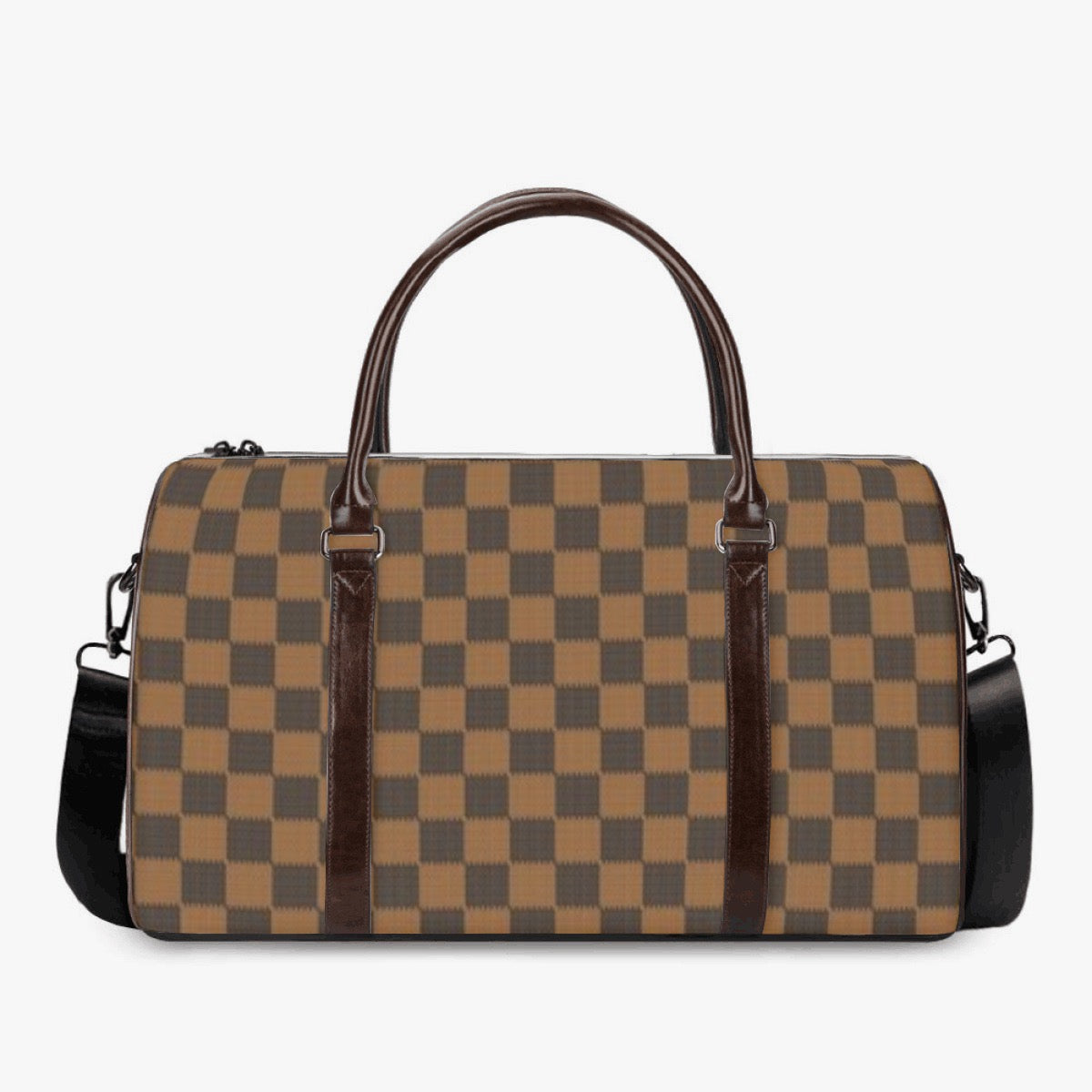 K & S Concepts Brown Checker Designer Travel Duffle Bag