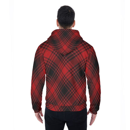 Men's Red Lumber Jack Plaid Design Thicken Pullover Hoodie