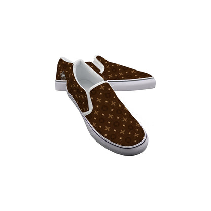 Men's Brown Temple Design Slip On Sneakers