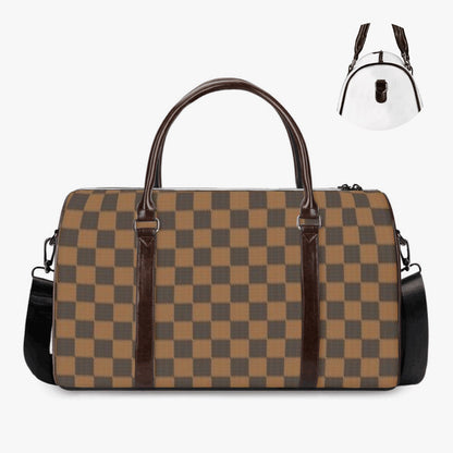 K & S Concepts Brown Checker Designer Travel Duffle Bag