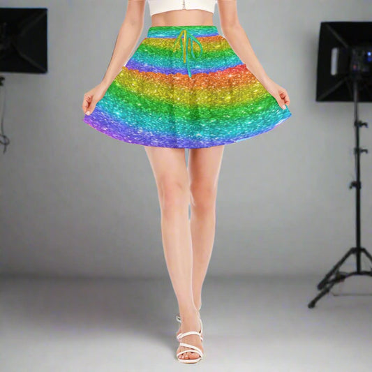 Rainbow Sparkle Women's Ruffled Mini Skirt - K & S Concepts Inc