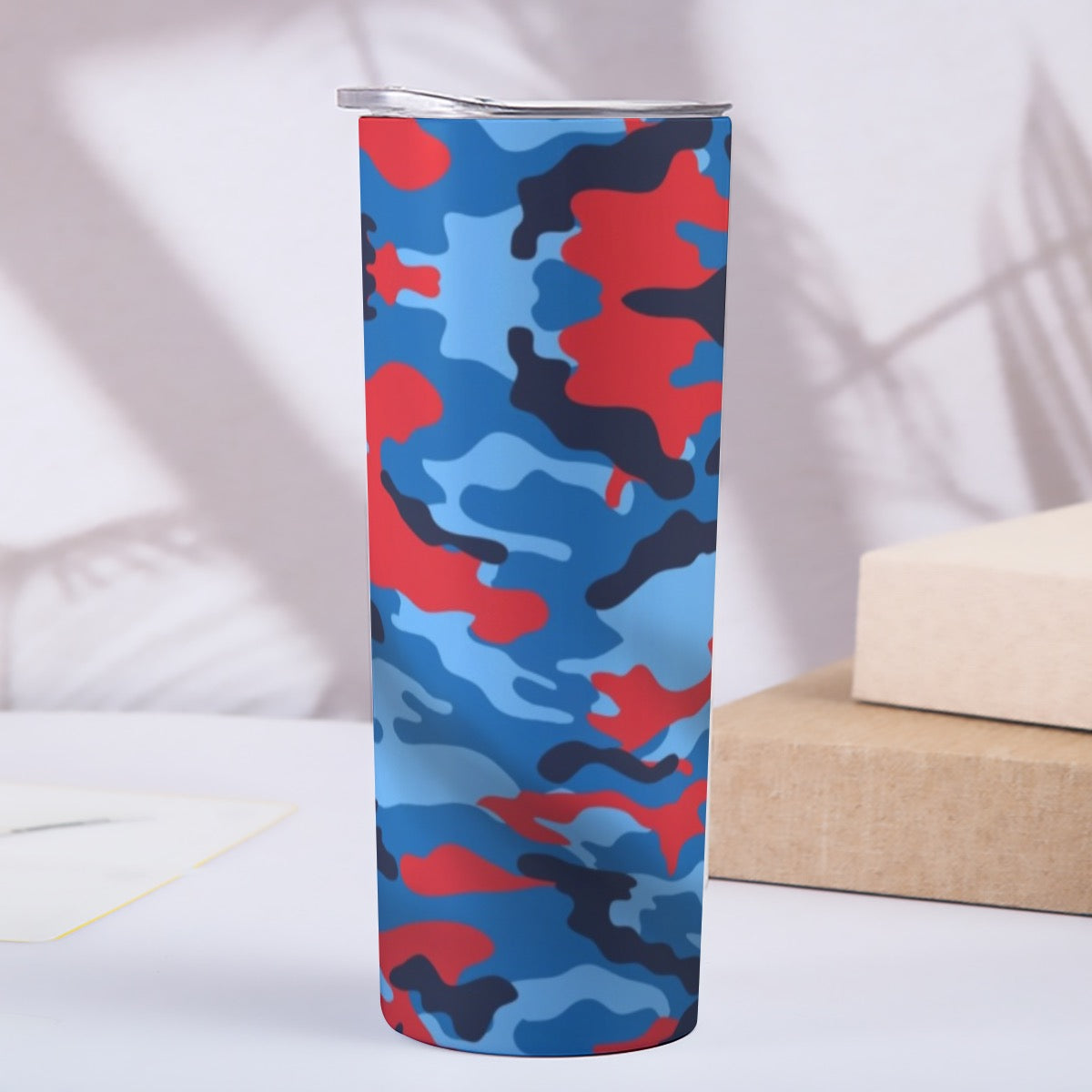 Skinny Blue & Red Camo Design Tumbler Stainless Steel with Lids 20OZ