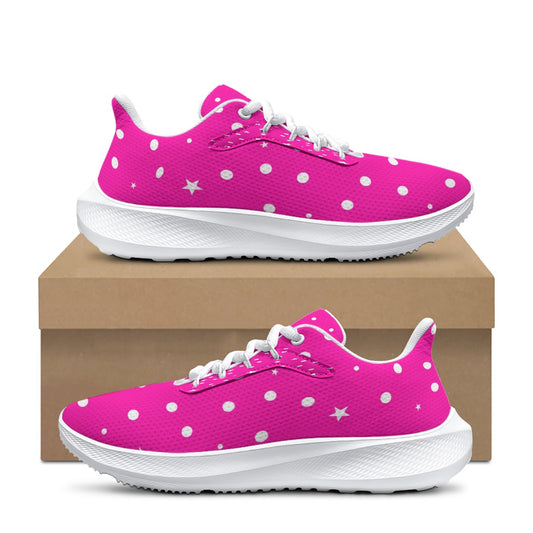 Women's Hot Pink Dot & Star Design Road Running Shoes