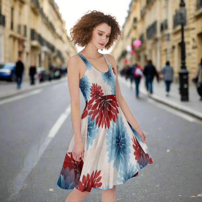 Floral Design Print Women's Sleeveless Dress