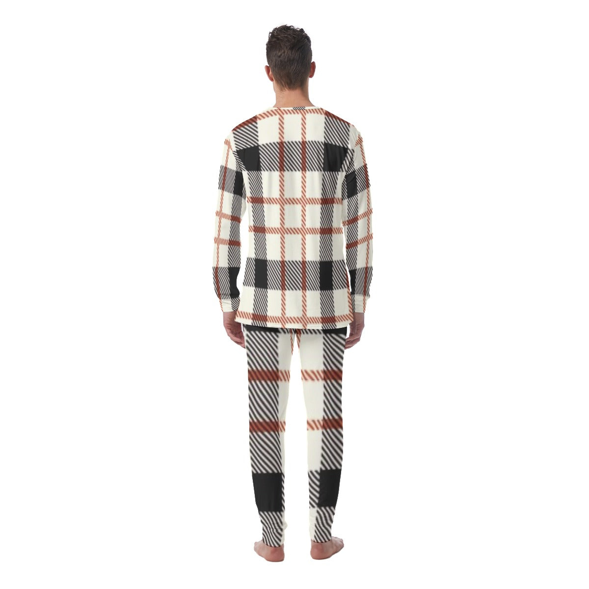 Tan Plaid Design Men's Pajamas