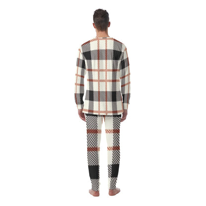 Tan Plaid Design Men's Pajamas